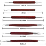 Wooden Pottery Clay Sculpting Tool Set (6 piece) by Habicare