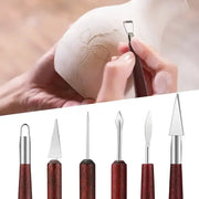 Wooden Pottery Clay Sculpting Tool Set (6 piece) by Habicare