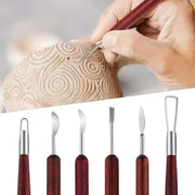 Wooden Pottery Clay Sculpting Tool Set (6 piece) by Habicare