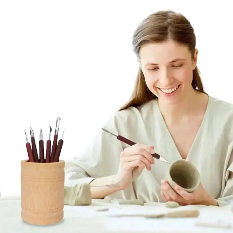 Wooden Pottery Clay Sculpting Tool Set (6 piece) by Habicare