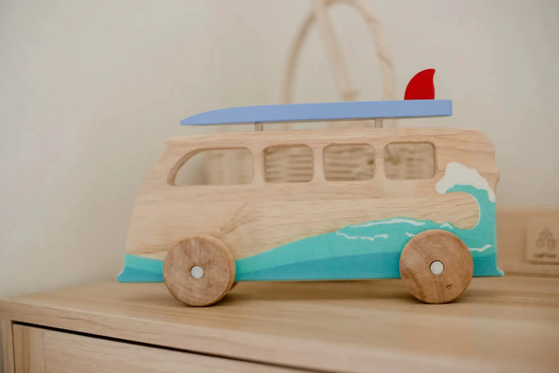 Wooden Surfing Van - QToys | Wooden Toy NZ by Curious Moonbeam