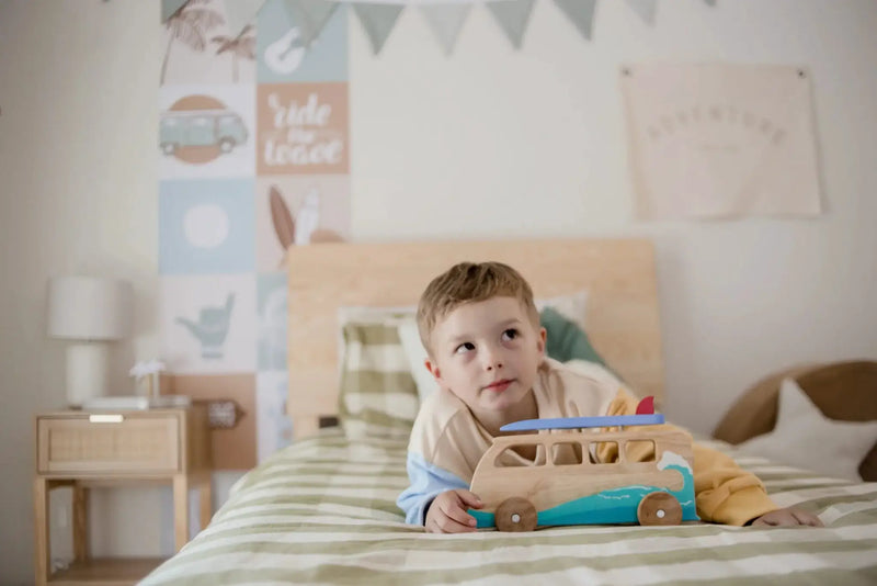 Wooden Surfing Van - QToys | Wooden Toy NZ by Curious Moonbeam