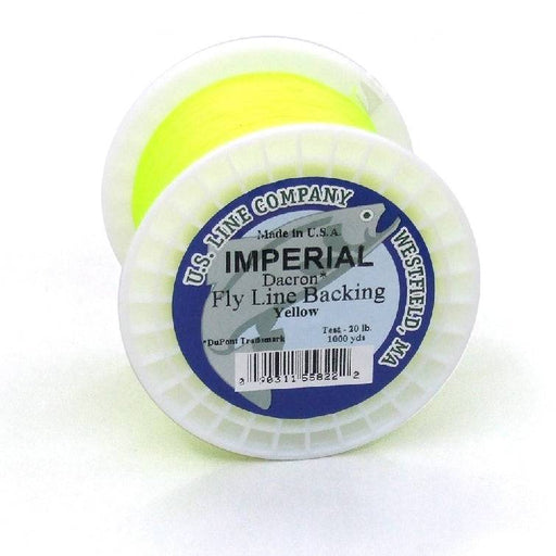 Woodstock Dacron Fly Line Backing 20lb 1000yd spool with bright yellow line on a white reel.