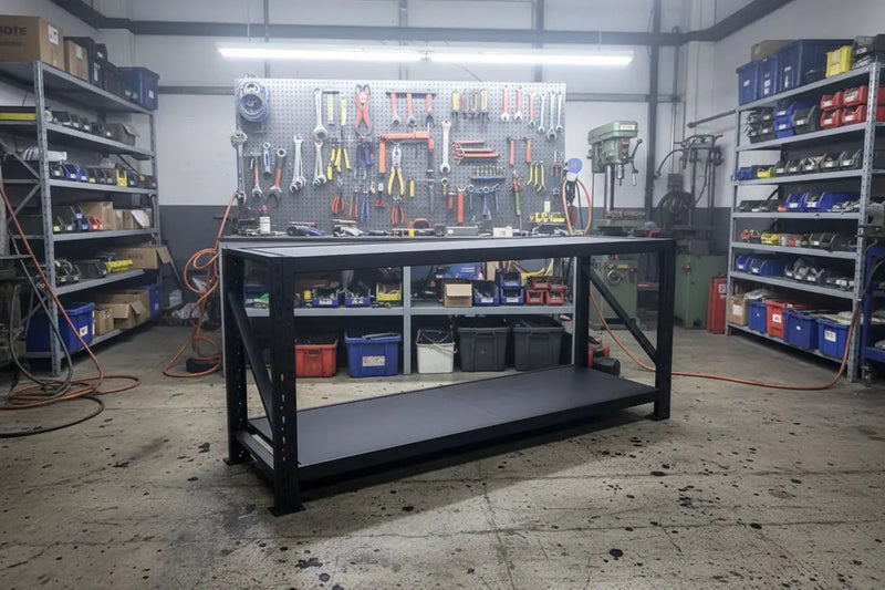 BLACK - Heavy Duty Shelves / Workbench - 90X200X60CM by dealonline.co.nz