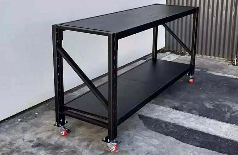 Black Movable WorkBench / 4 Wheels / 101x200x60CM by dealonline.co.nz