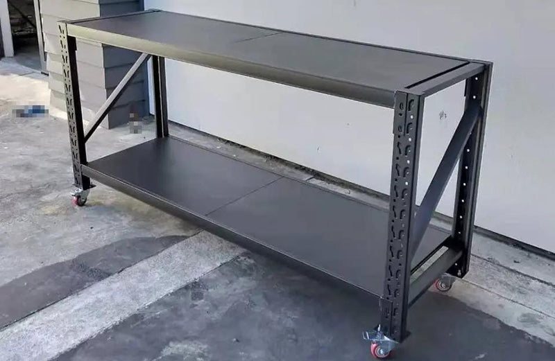 Black Movable WorkBench / 4 Wheels / 101x200x60CM by dealonline.co.nz