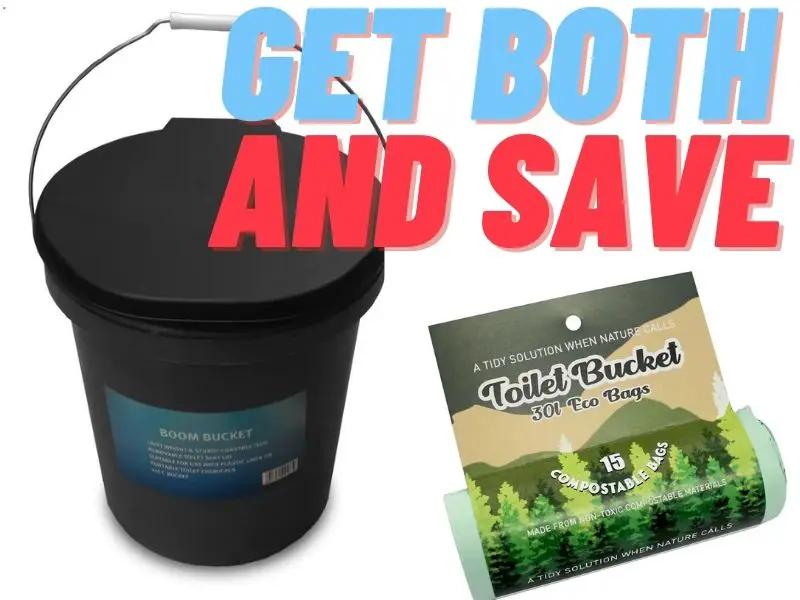 NZ Diver Accessories Boom Bucket Portable Camping Toilet With 15 Compostable Liner Bags Boom Bucket Portable Toilet With 15 Compostable Bags