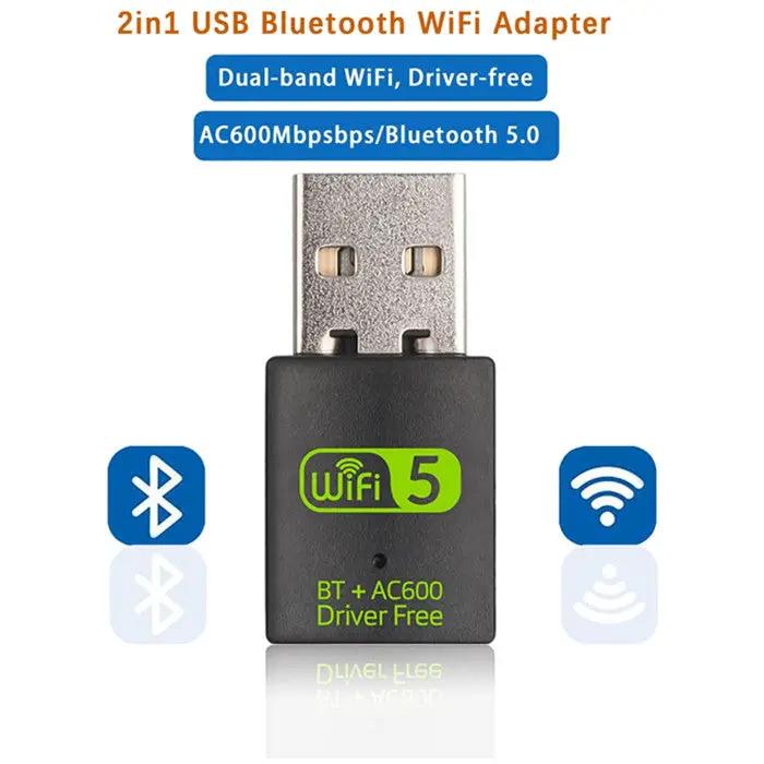 2 in 1 USB Bluetooth 5.0 WiFi Dongle Receiver Adapter by salelink.co.nz