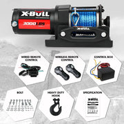 SportZone.co.nz Auto Accessories > Auto Accessories Others > Automotive Parts X Bull 3000LBS Electric Winch 12V With Synthetic Rope And 2 Wireless Remotes X Bull 3000LBS Electric Winch 12V With Synthetic Rope