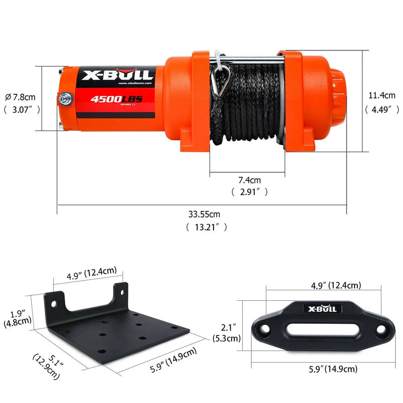 SportZone.co.nz Auto Accessories > Auto Accessories Others > Automotive Lifts & Hoists X Bull 4500LBS 12V Electric Winch With Synthetic Rope And Wireless Remote X Bull 4500Lbs 12V Electric Winch With Synthetic Rope