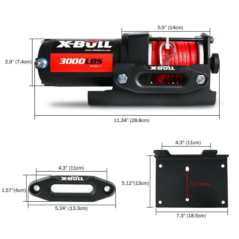 SportZone.co.nz Auto Accessories > Auto Accessories Others > Automotive Lifts & Hoists X BULL 12V Electric Winch 3000lbs Wireless Synthetic Rope for Boat ATV 4WD XBULL 12V Electric Winch 3000lbs With Wireless Rope