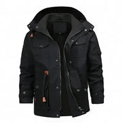 Men's Thickened Cotton Jacket with Removable Velvet Lining - Hooded Winter Coat by Mead's Supply & Equipment Outfitters limited