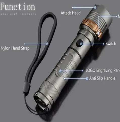T6 LED Tactical Flashlight - Adjustable Focus Rechargeable Torch with 5 Modes by Mead's Supply & Equipment Outfitters limited