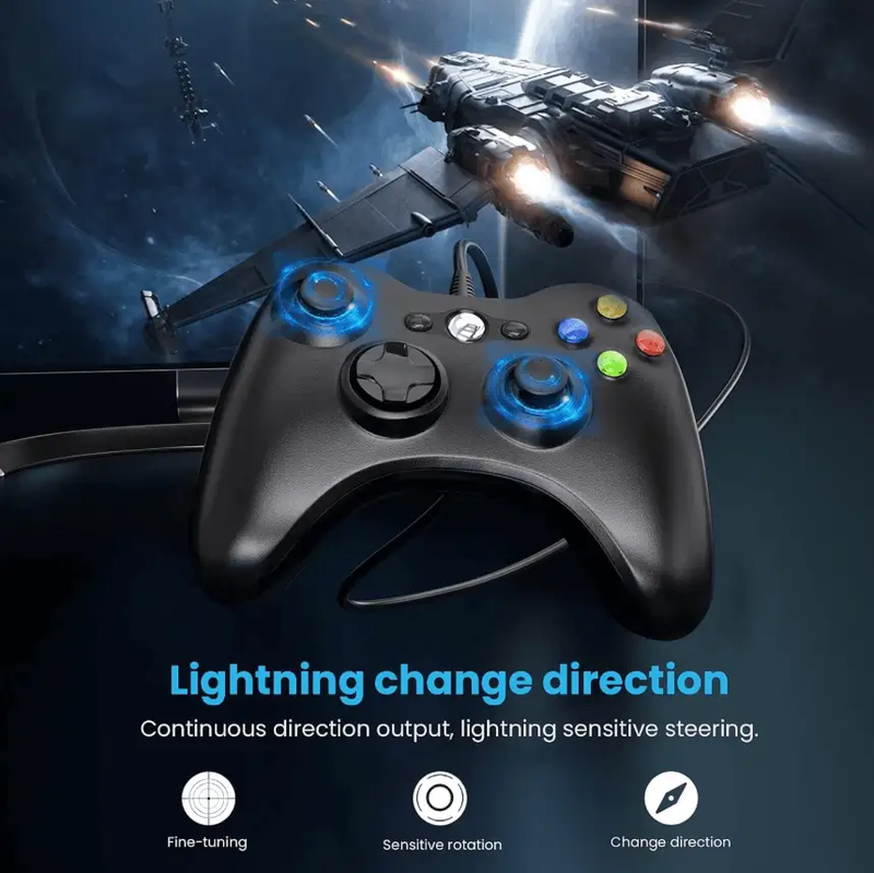 Dual Vibration Wired Controller for Xbox 360 & PC – Gamepad