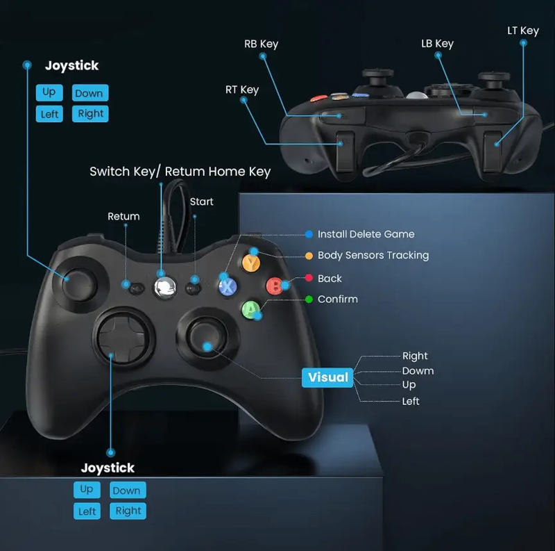 Dual Vibration Wired Controller for Xbox 360 & PC – Gamepad