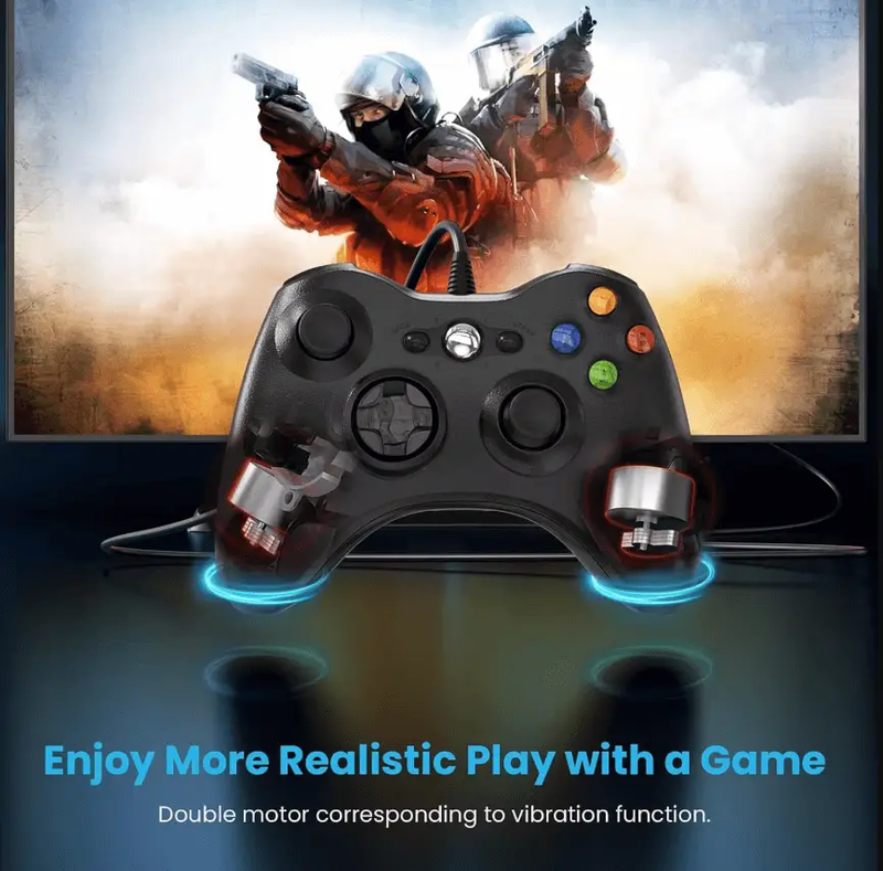 Dual Vibration Wired Controller for Xbox 360 & PC – Gamepad