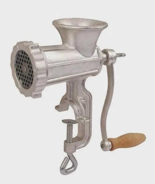 Xcel  Hand Mincer Clamp on Type #10 cast iron hand mincer for mincing meat, fruit, and food processing.