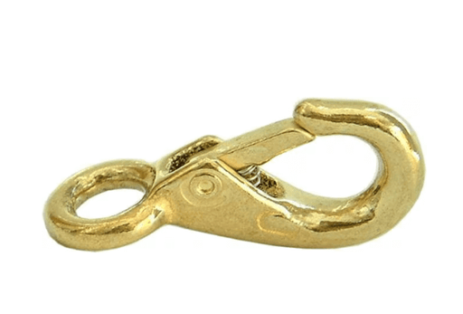 Xcel Snaphook Fixed Eye Brass 249 #1 16mm, sturdy brass snap hook for rigging and outdoor use.