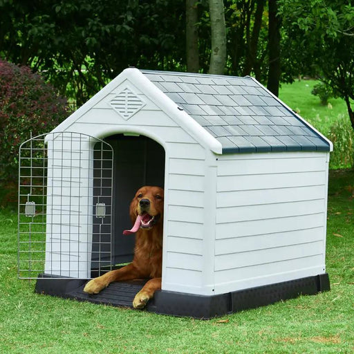 Pet Dog House Plastic Dog Kennel for Indoor Outdoor Animal Shelter Weatherproof by dealonline.co.nz