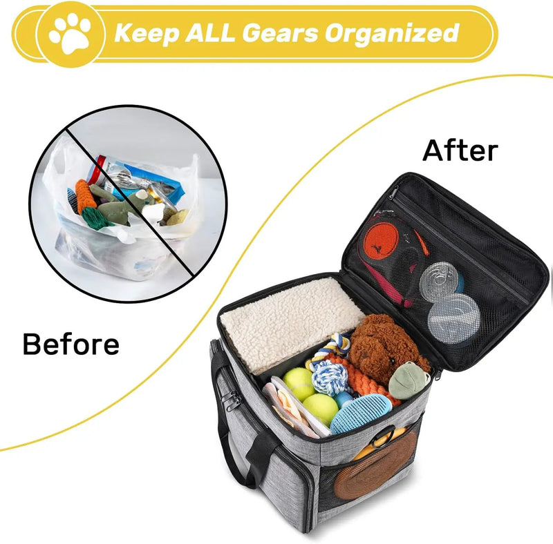 6 Set Dog Travel Bag Large Pet Travel Kit by salelink.co.nz