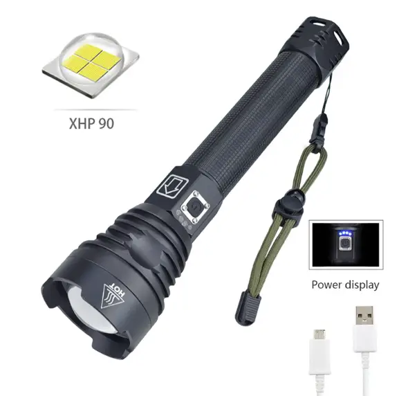 XHP90 3000LM Tactical 3 Mode Zoom Flashlight LED Hunting Torch by salelink.co.nz