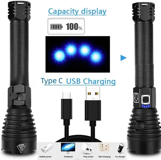 XHP90 3000LM Tactical 3 Mode Zoom Flashlight LED Hunting Torch by salelink.co.nz