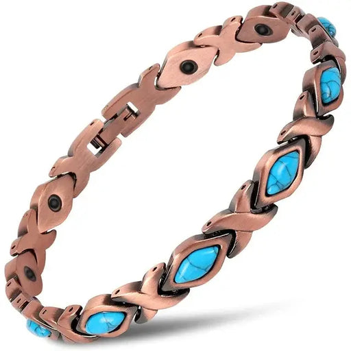 Womans Magnetic Copper Bracelet -Blue #530-1 by NZ Diver