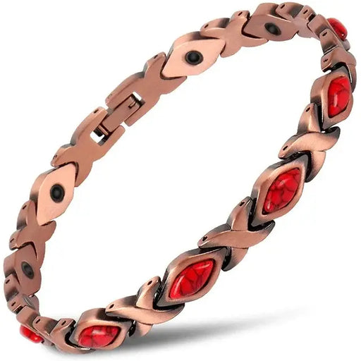 Womans Magnetic Copper Bracelet -Red #530-2 by NZ Diver