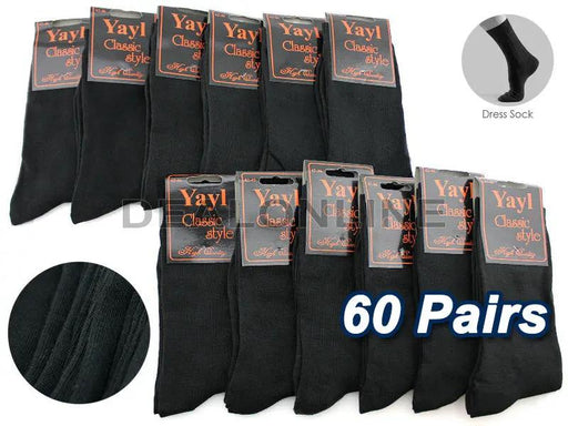 WHOLESALE - Business Socks Crew Socks Black (60 Pairs) Men's Dress Socks by dealonline.co.nz