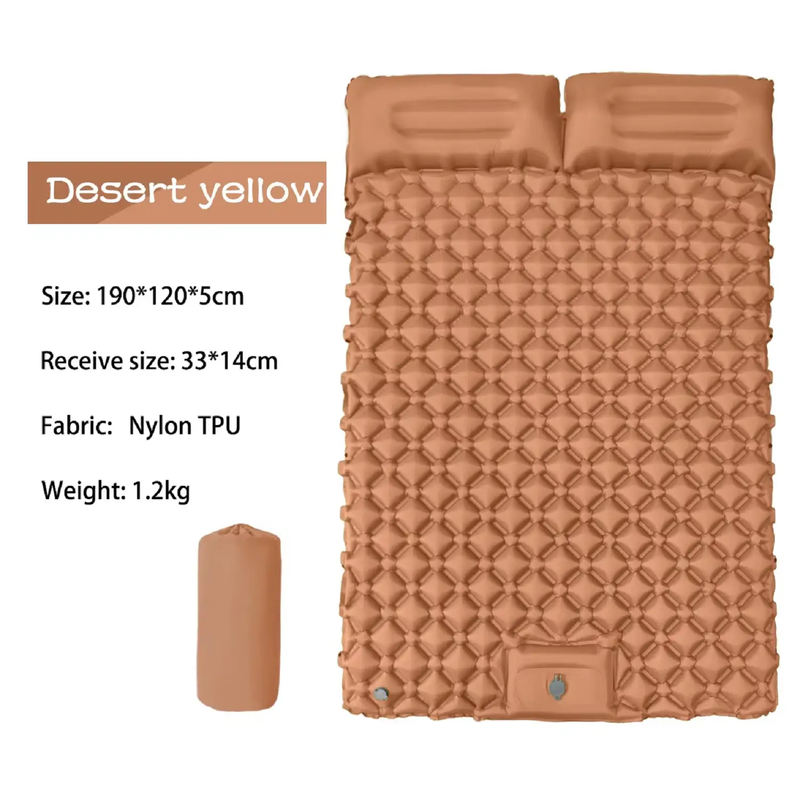 Ultralight 2 Person Inflatable Camping Sleeping Mat with Built-in Foot Pump and Pillow YFHY7016 by ECOTREK