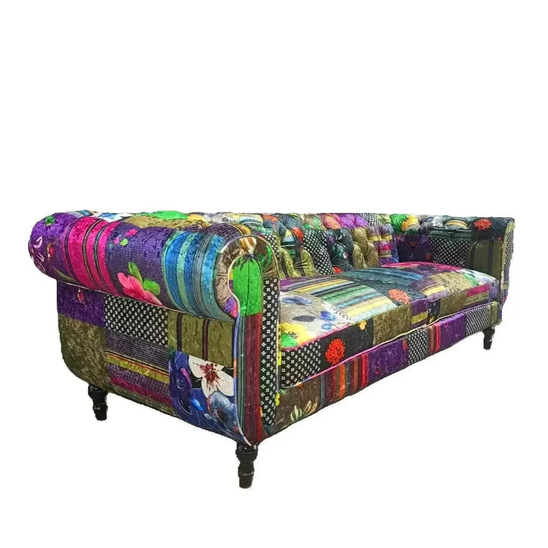 BroDeals 3 Seater Sofa Chesterfield Patchwork 3 Seater Sofa Chesterfield Patchwork 3 Seater Sofa