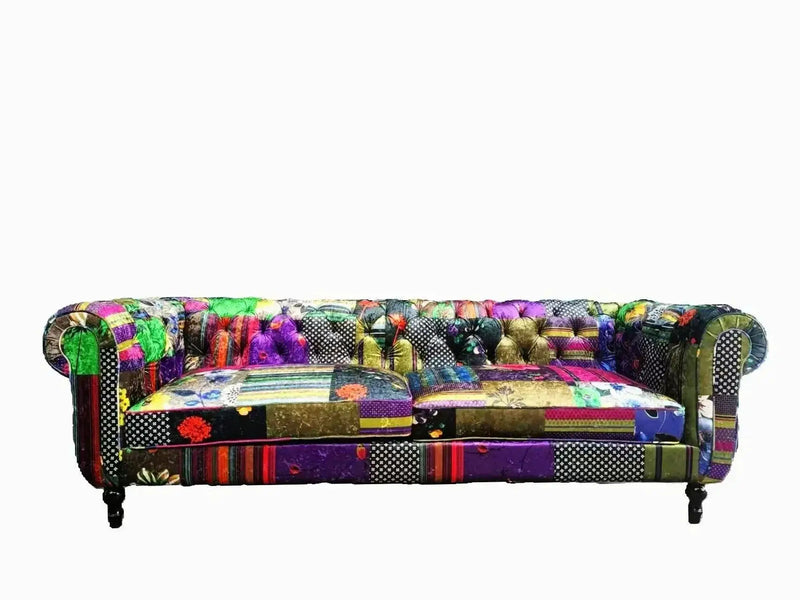 BroDeals 3 Seater Sofa Chesterfield Patchwork 3 Seater Sofa Chesterfield Patchwork 3 Seater Sofa