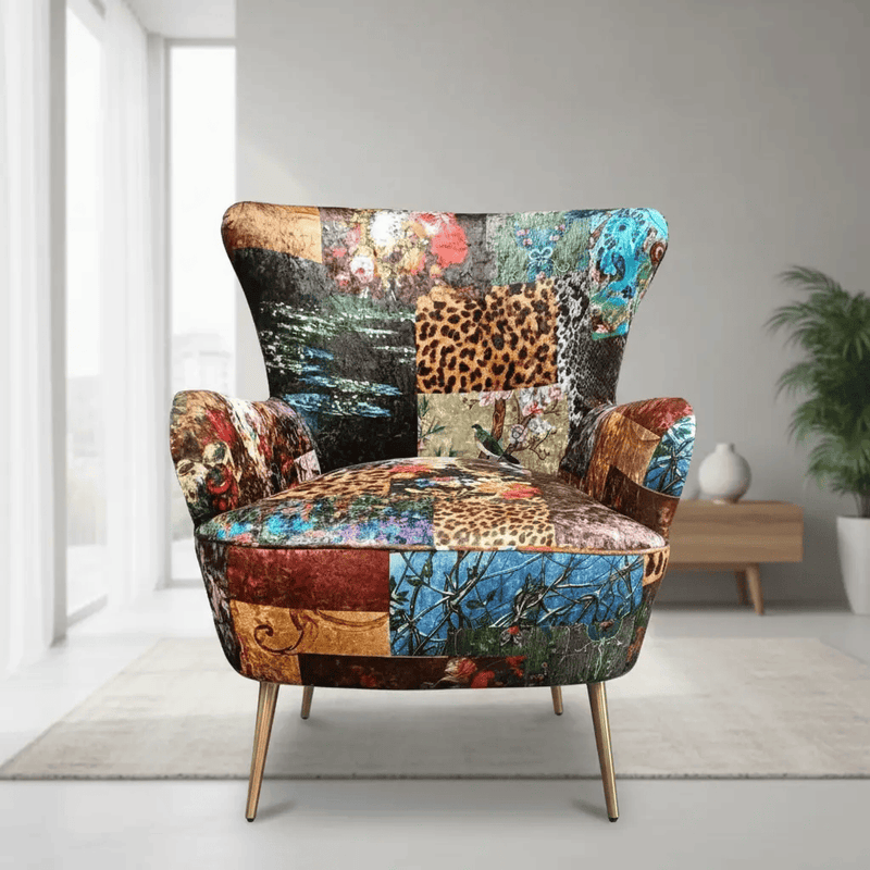 BroDeals Arm Chairs, Recliners & Sleeper Chairs Patchwork Armchair - Leopard Patchwork Armchair - Leopard