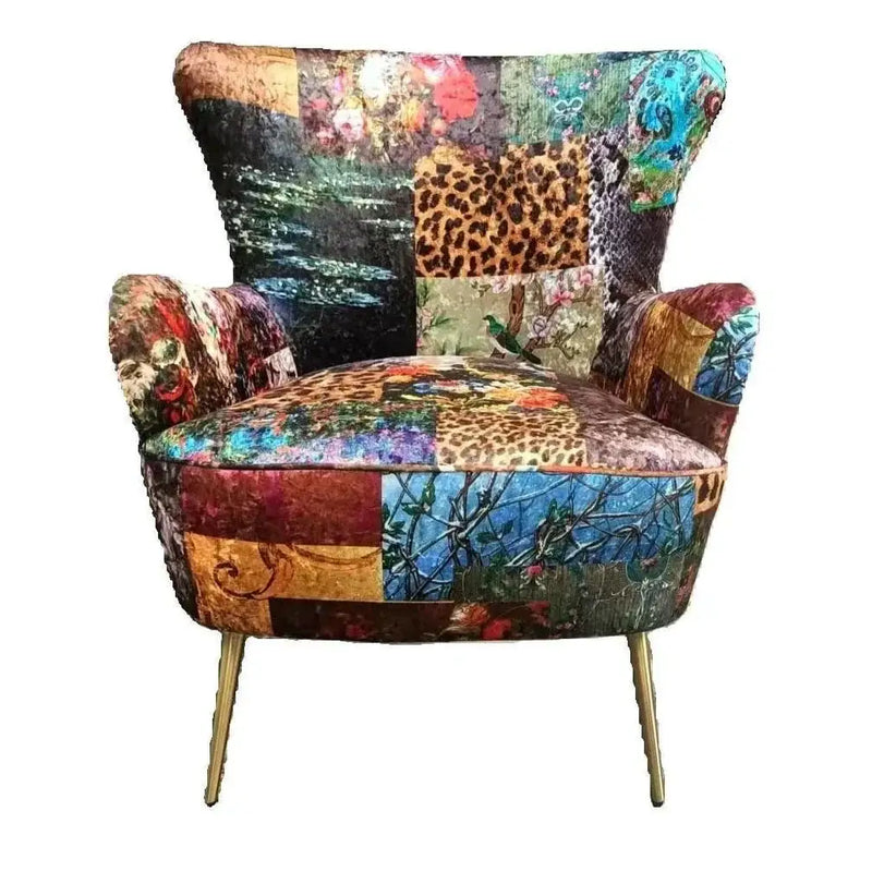 BroDeals Arm Chairs, Recliners & Sleeper Chairs Patchwork Armchair - Leopard Patchwork Armchair - Leopard