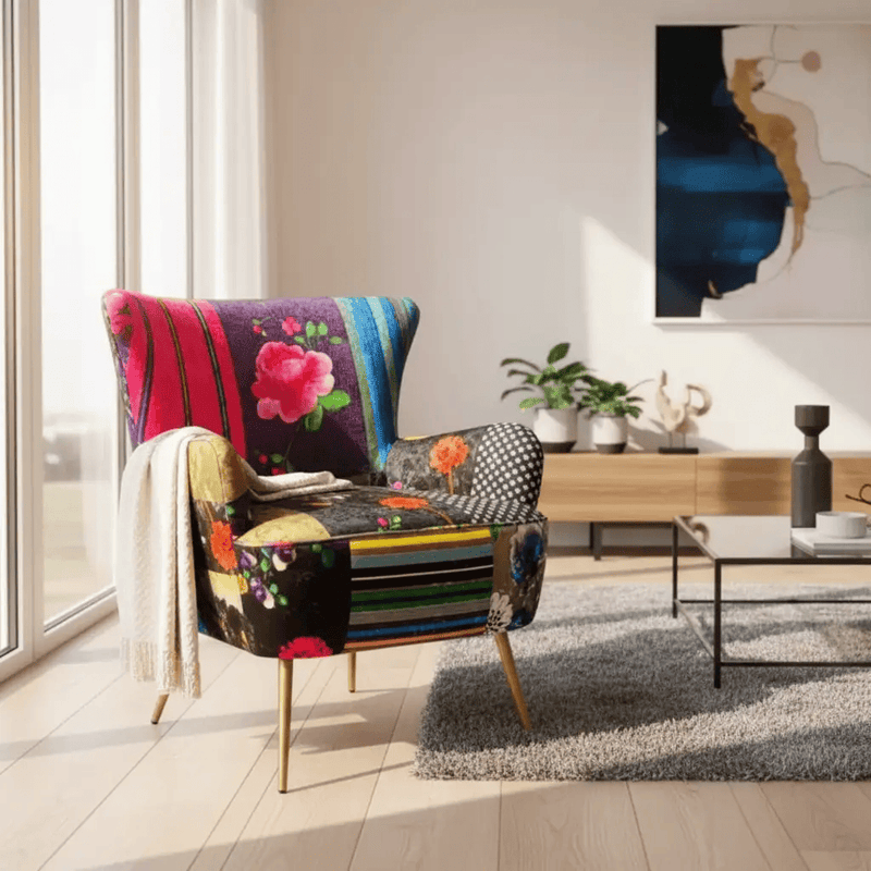 BroDeals Arm Chairs, Recliners & Sleeper Chairs Patchwork Armchair - Pink/Multi Patchwork Armchair - Pink/Multi