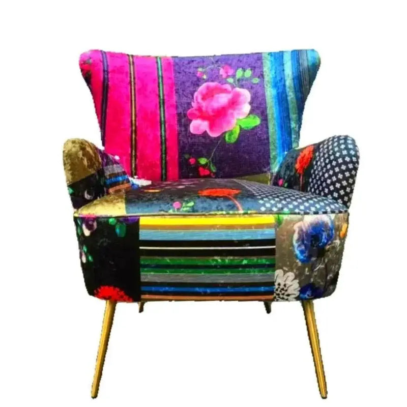 BroDeals Arm Chairs, Recliners & Sleeper Chairs Patchwork Armchair - Pink/Multi Patchwork Armchair - Pink/Multi