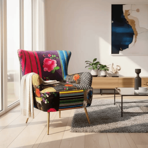 BroDeals Arm Chairs, Recliners & Sleeper Chairs Patchwork Armchair - Pink/Multi Patchwork Armchair - Pink/Multi