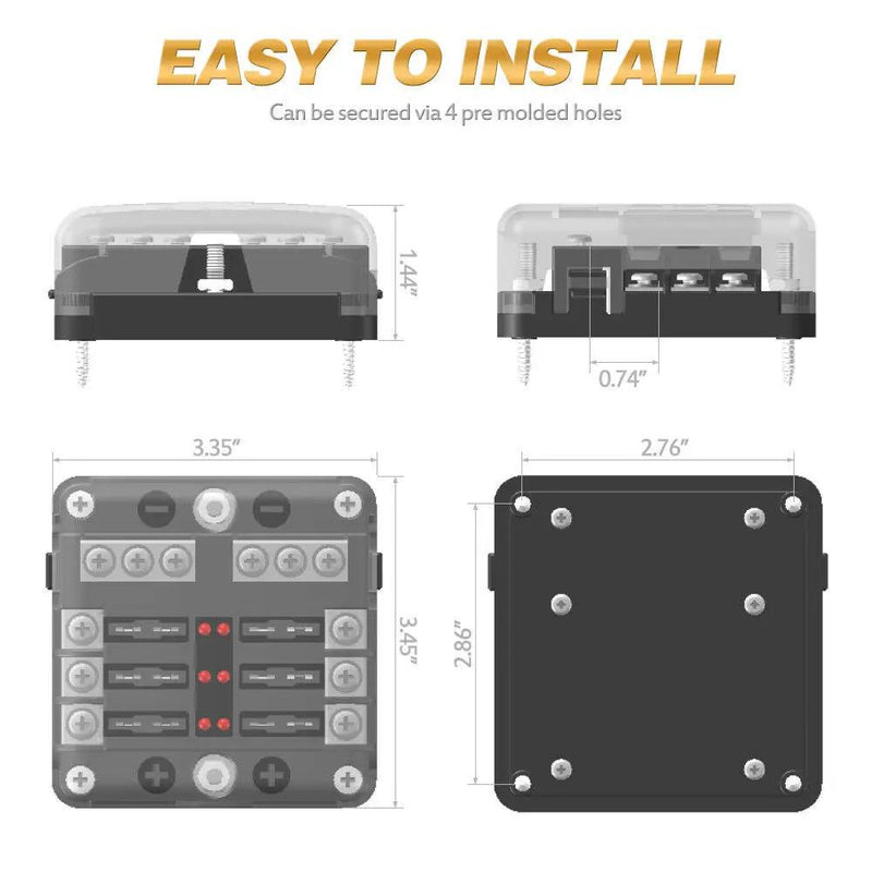 6-Way Blade Fuse Block Box Holder by salelink.co.nz