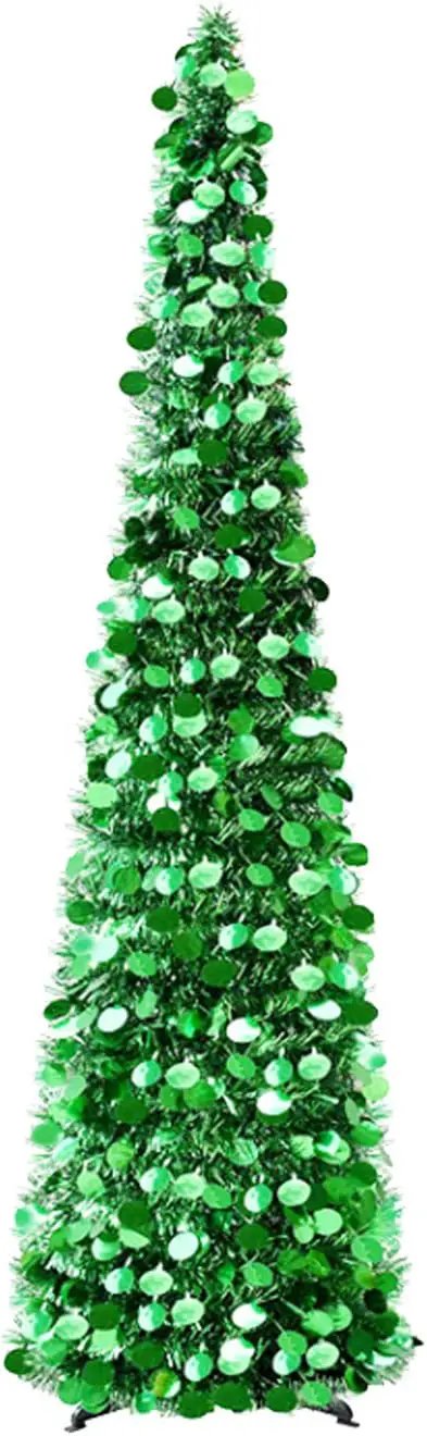 1.5M Collapsible Christmas Tinsel Tree Pop Up Artificial Xmas Tree by salelink.co.nz