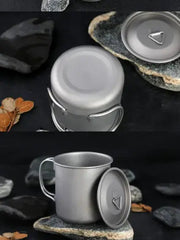Titanium Folding Cup for Camping - Collapsible Travel Mug with Lid | Ultralight Outdoor Drinkware by Mead's Supply & Equipment Outfitters limited