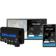 Zipwake S Series 450mm Automatic Trim Tabs display units showing active trim control features.